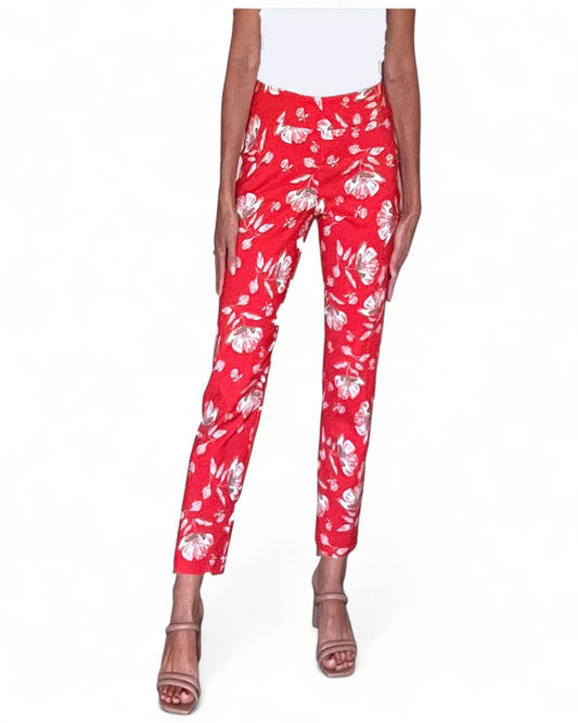 Krazy Larry P507 Pull on Pant - Tangerine Flowers TANGERINE FLOWERS / 0 / P507