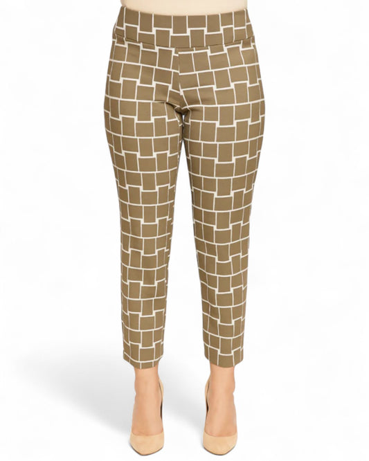 Krazy Larry P507 Pull on Pant - Taupe Ivory Cubes TAUPE IVORY CUBES / 0 / P507
